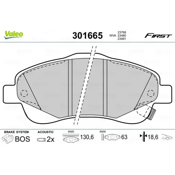VALEO Bremseklodser 301665 til TOYOTA AVENSIS & COROLLA Verso