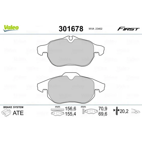 VALEO Bremseklodser 301678 til OPEL, FIAT, HYUNDAI