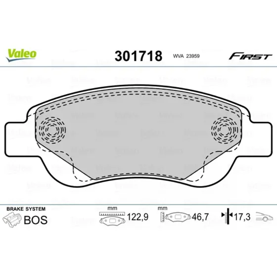 VALEO Bremseklodser 301718 til TOYOTA, PEUGEOT, CITROËN