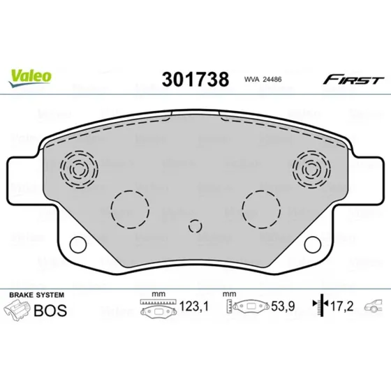 VALEO 301738 Bremseklodser til Ford Transit