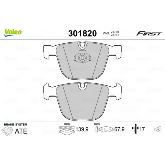 VALEO 301820 Bremseklodser til BMW & Alpina