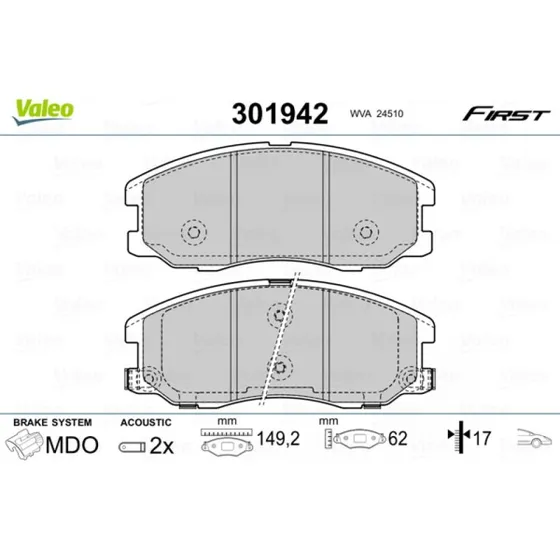 VALEO Bremseklodser 301942 til OPEL, SUZUKI, CHEVROLET