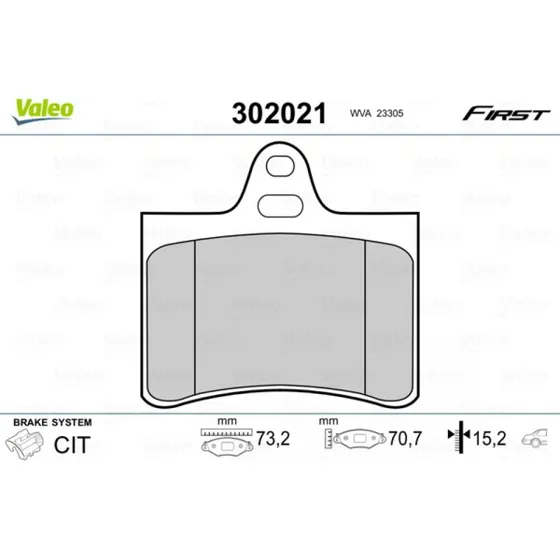 VALEO Bremseklodser 302021 til CITROËN, 73 mm bredde