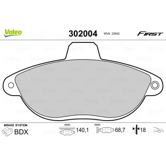 VALEO Bremseklodser 302004 for FIAT, PEUGEOT, CITROËN