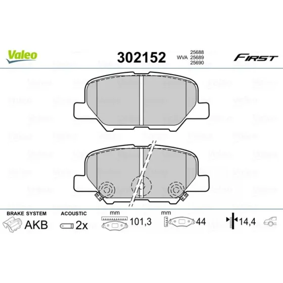 VALEO Bremseklodser 302152, bagaksel, med slidsensor