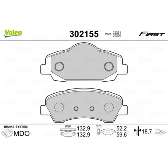 VALEO Bremseklodser 302155 til PEUGEOT/CITROËN 2017-2018
