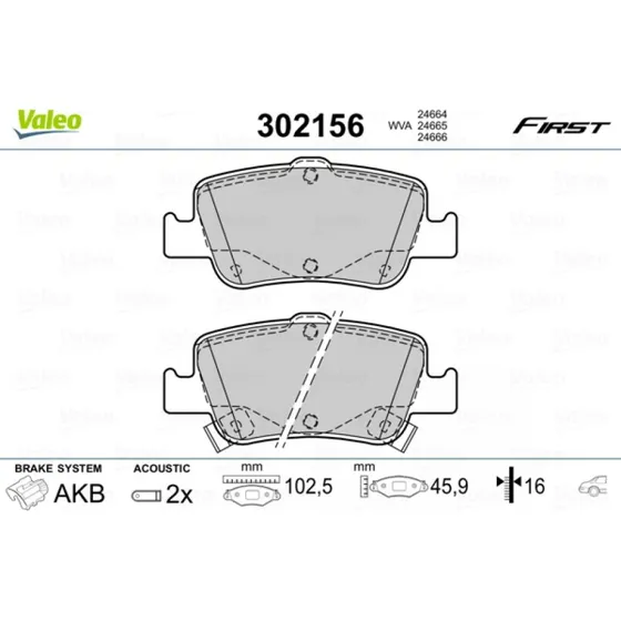 VALEO Bremseklodser 302156 til TOYOTA AURIS & COROLLA