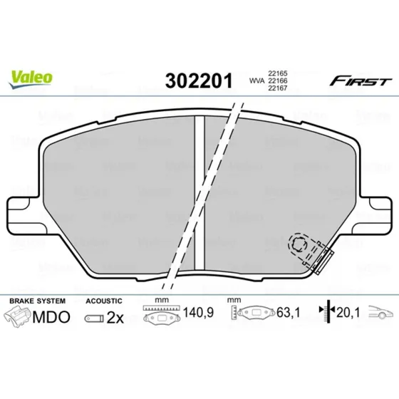 VALEO Bremseklodser 302201 for FIAT, JEEP, ALFA ROMEO (Akselsæt)