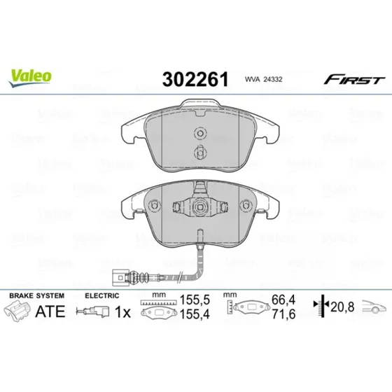VALEO Bremseklodser 302261 til VW, Audi, Seat