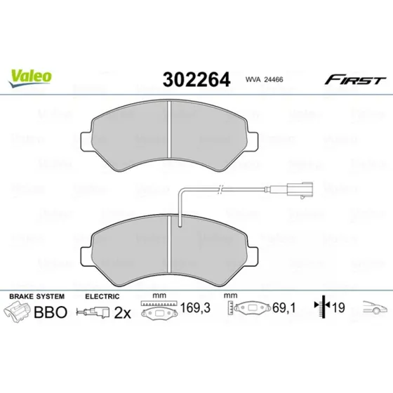 VALEO Bremseklodser 302264 for OPEL, FIAT, PEUGEOT