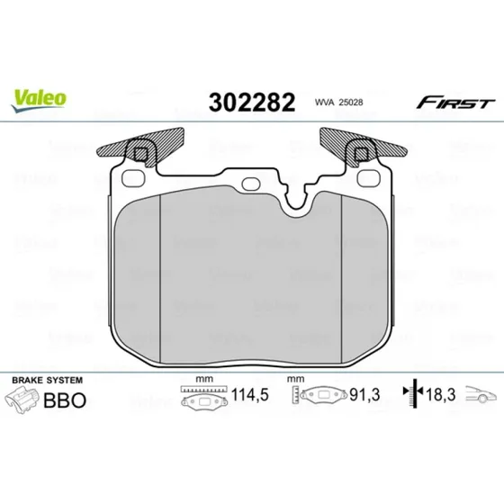 VALEO 302282 Bremseklodser til BMW 1, 2, 3, 4