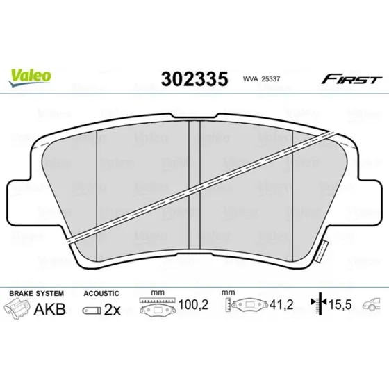 VALEO Bremseklodser 302335 til Hyundai, Kia, Ssangyong