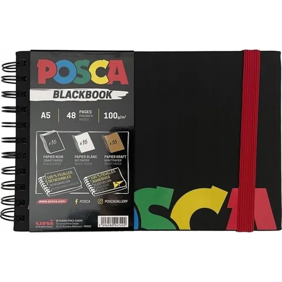 Posca BlackBook A5 Tegneblok 48 Sider, Sort