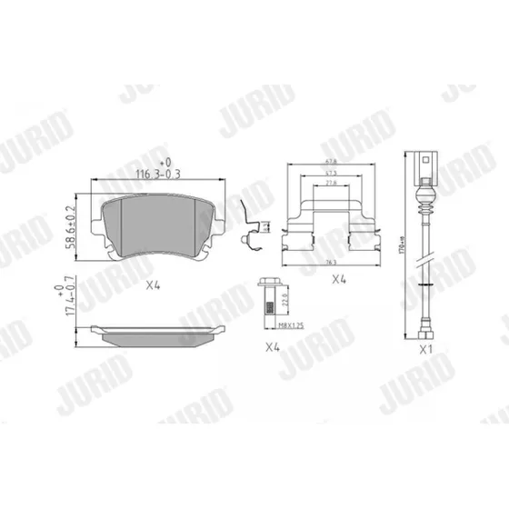 JURID Bremseklodser 573220J til VW T5/T6 Camper & Bus