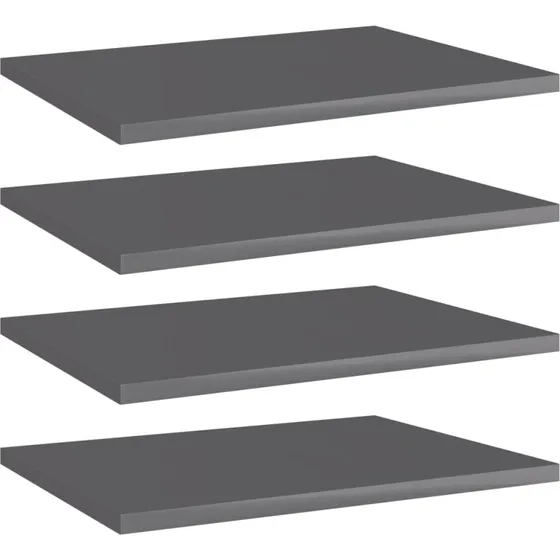 vidaXL 4 stk. boghylder 40x30x1,5 cm grå højglans konstrueret træ
