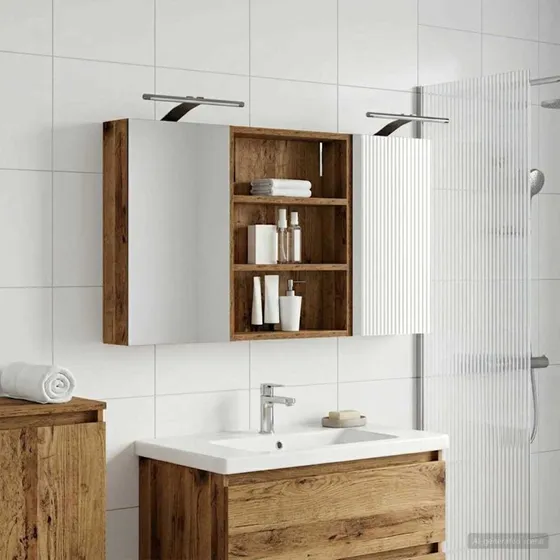 vidaXL Badeværelsesskabsæt 3 pcs 100 x 10,5 x 50 cm Konstrueret træ
