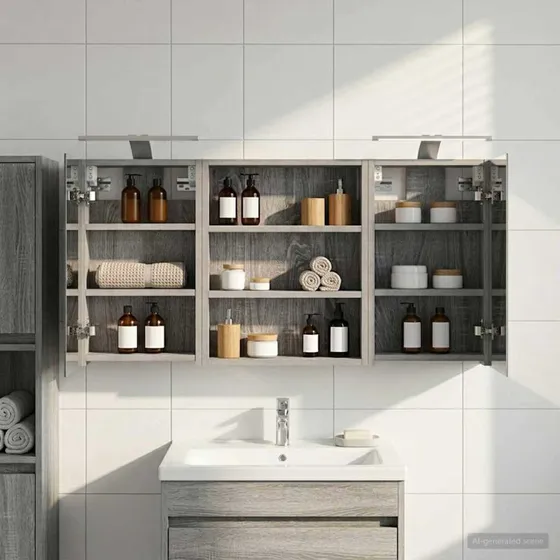 vidaXL Badeværelsesskabsæt 3 pc 100 x 10,5 x 50 cm Konstrueret træ