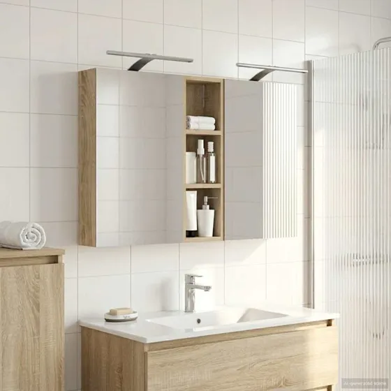 vidaXL Badeværelsesskabsæt 3 pcs 100 x 10,5 x 60,5 cm Konstrueret træ