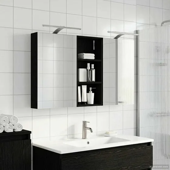 vidaXL Badeværelsesskabsæt 3 pc 110 x 10,5 x 60,5 cm Konstrueret træ