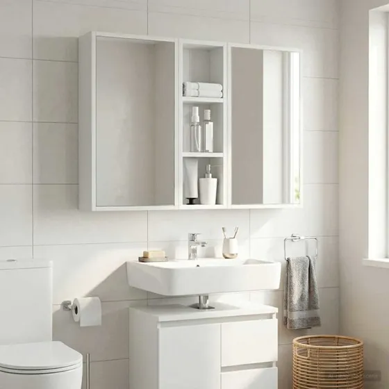 vidaXL Badeværelsesvægskab Hvid 20 x 10 x 60,5 cm Konstrueret træ