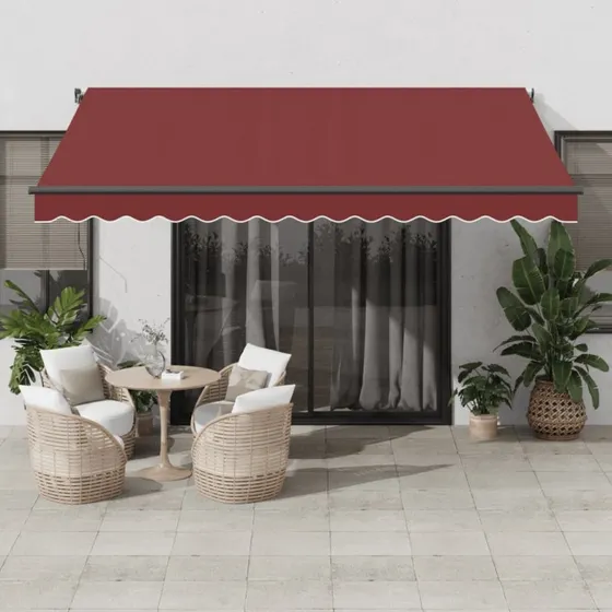 vidaXL Markise med LED-lys 400x350 cm automatisk, bordeaux