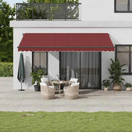 vidaXL Markise med LED-lys 500x350 cm automatisk, bordeaux