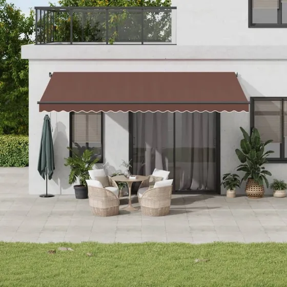 vidaXL Markise med LED-lys 500x350 cm automatisk brun