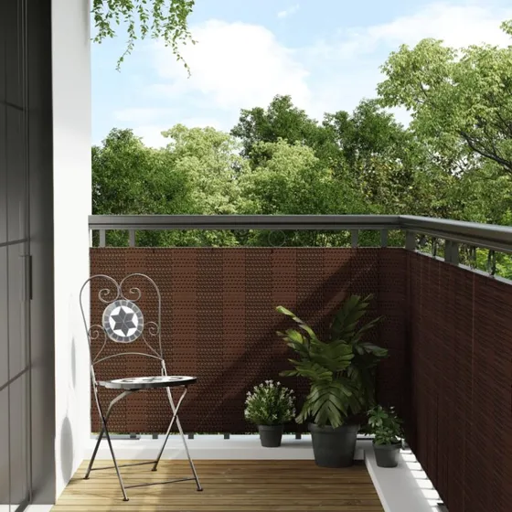 vidaXL Altanafskærmning 600x80 cm polyrattan brun sort
