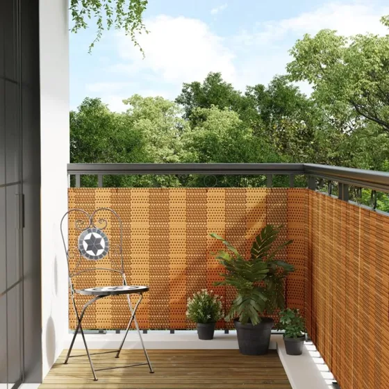vidaXL Altanafskærmning 400x90 cm lysebrun polyrattan