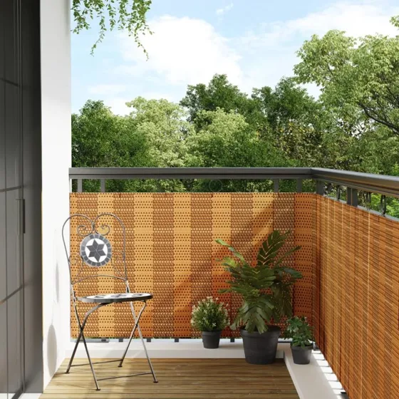 vidaXL Altanafskærmning 400x100 cm lysebrun polyrattan