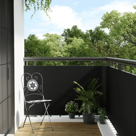 vidaXL altanafskærmning 300x90 cm sort polyrattan