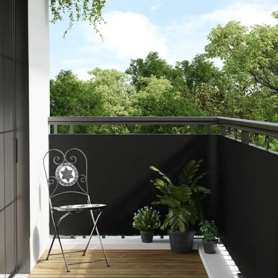 vidaXL altanafskærmning 400x90 cm sort polyrattan