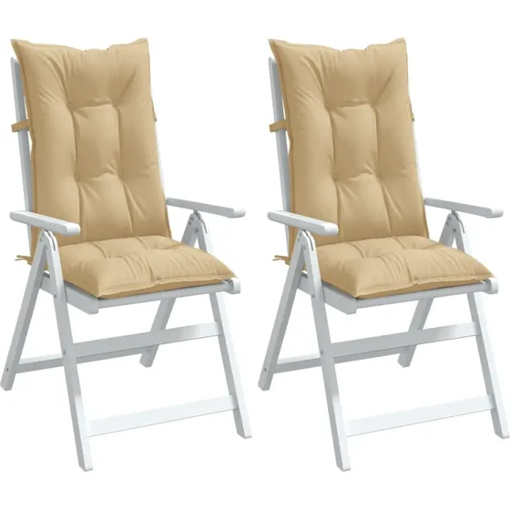 vidaXL Stolehynder med høj ryg 2 stk. 120x50x7 cm beige