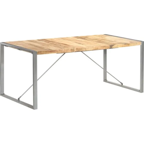 vidaXL Spisebord 180x90x75 cm, Massivt Ru Mangotræ, Grå