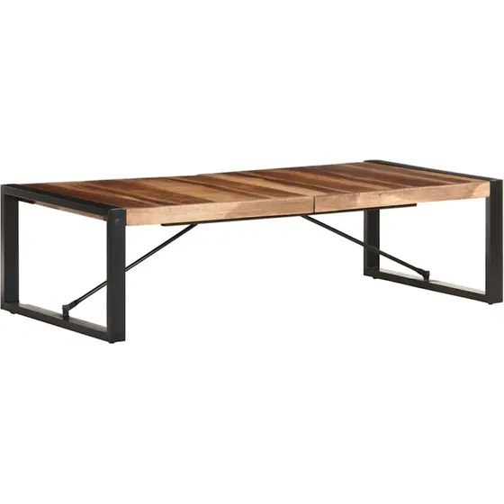 vidaXL sofabord 140x70x40 cm massivt træ, ru mangotræ sort