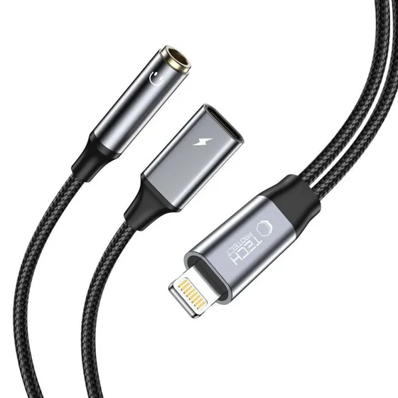 Tech-Protect UltraBoost Lightning til 3.5mm Minijack, Sort