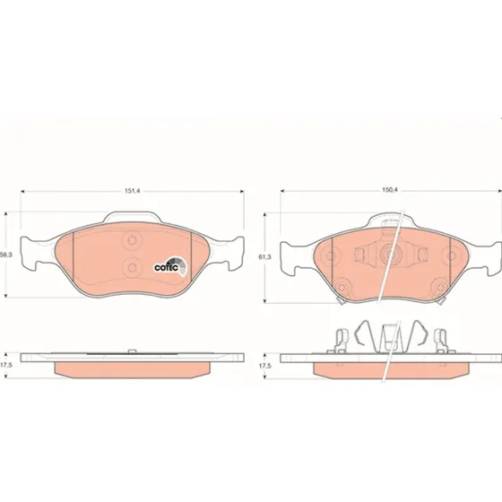TRW Bremseklodser GDB3457 for Toyota Yaris, DAIHATSU Charade