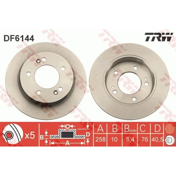 TRW Bremseskive DF6144 for Hyundai ix20 & Kia Venga
