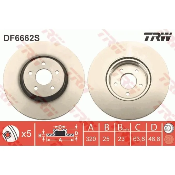 TRW Bremseskive DF6662S for Ford Focus, Kuga & Transit