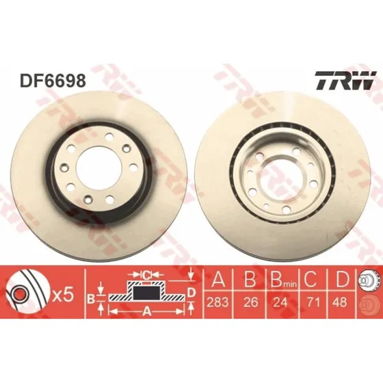 TRW Bremseskive DF6698 til Peugeot 308
