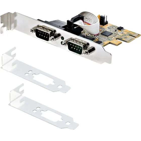 StarTech 21050-PC-SERIAL-LP Dual Port PCIe RS232 Serial Card, Gul, Lavprofil