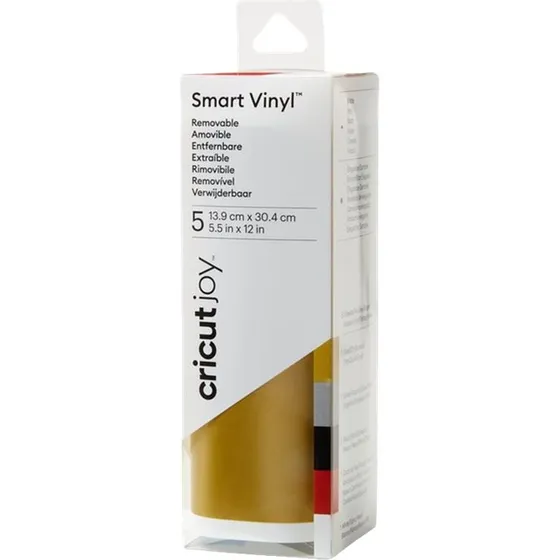 Cricut Joy Smart Vinyl Elegance Sampler – 5 ark, sort, hvid, sølv, guld, kardinalrød