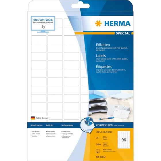 HERMA Special Etiketter 30,5 x 16,9 mm, 2400 stk