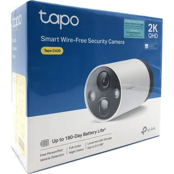 TP-Link Tapo C420 V1 2K Overvågningskamera, Udendørs/Indendørs, IP65, Op til 180 Dage Batteritid