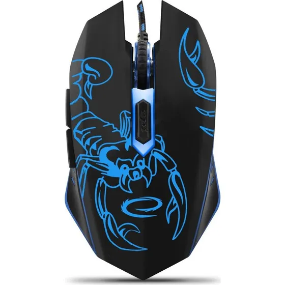 Esperanza MX203 Scorpio Gaming Mus, USB, 2.400 DPI, Sort, Højrehånd