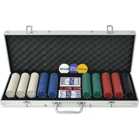 vidaXL Poker-sæt med 500 Jetoner i Aluminiumskuffert