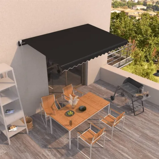 vidaXL Markise 450x350 cm automatisk betjening antracitgrå