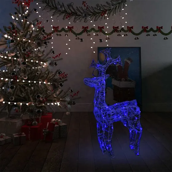 vidaXL Rensdyr Juledekoration 90 LED-lys 60x16x100 cm Akryl Blå