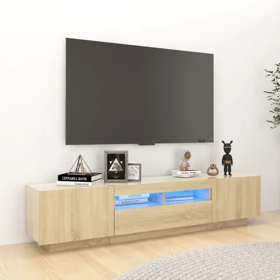 vidaXL TV-skab med LED-lys 180x35x40 cm, Sonoma-eg