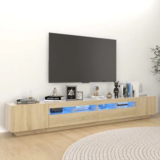 vidaXL Tv-skab med LED-lys 260x35x40 cm Sonoma-eg